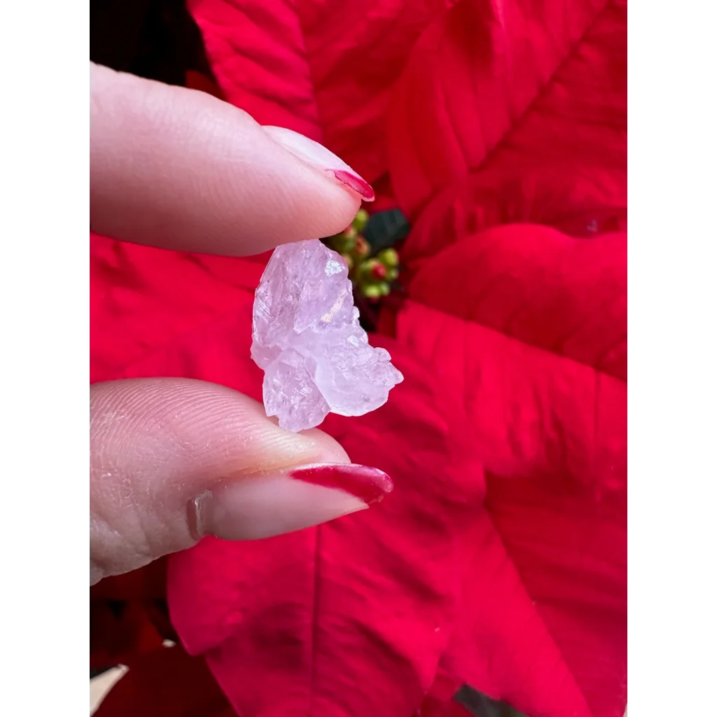 Stunning Brazilian rose quartz crystal cluster with translucent pinkish ice-like edges