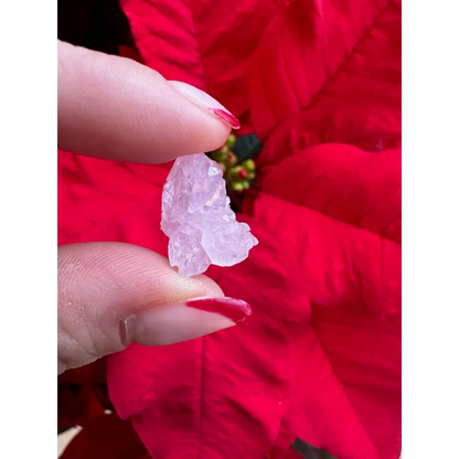 Stunning Brazilian rose quartz crystal cluster with translucent pinkish ice-like edges