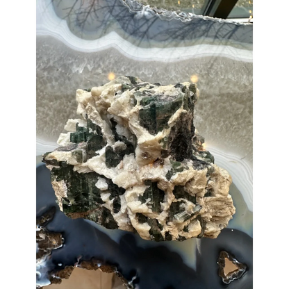 Rugged Brazilian tourmaline on albite crystal specimen