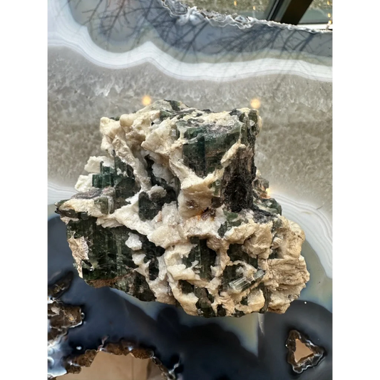 Rugged Brazilian tourmaline on albite crystal specimen