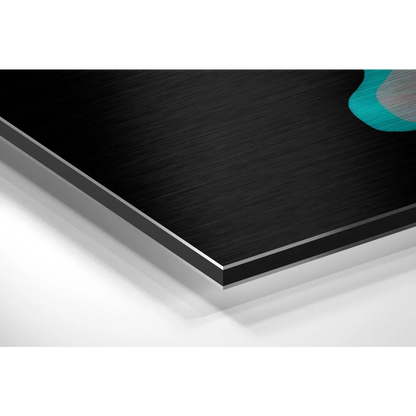 Black brushed aluminium Dibond laptop art with teal accents