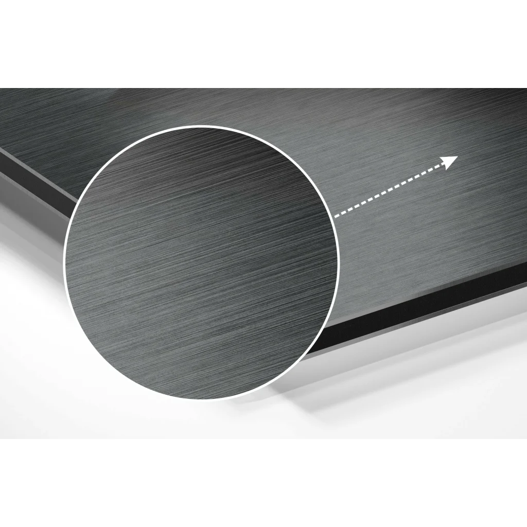 glass wall art Stunning brushed aluminium Dibond 3D illusion wall art with dark gray linear texture