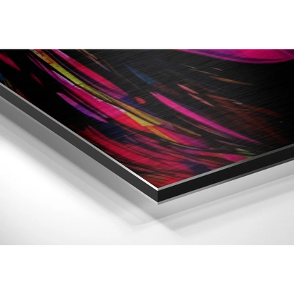Black and pink abstract art on brushed aluminium Dibond print