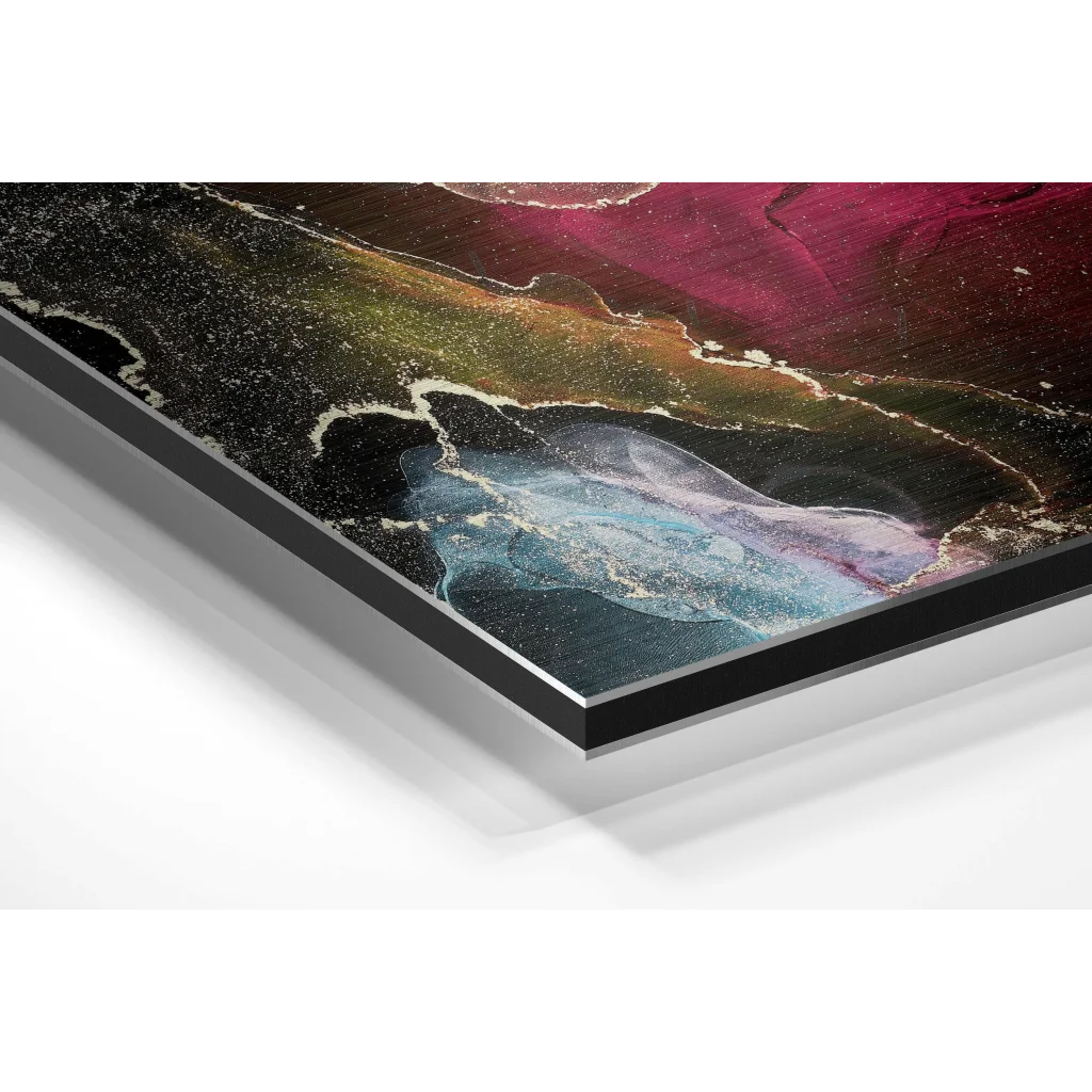 Glass Wall Art Stunning black silver metallic abstract art on brushed aluminium dibond