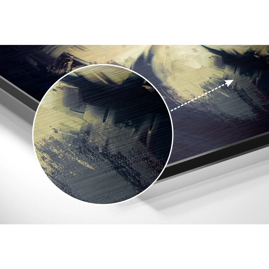 Stunning brushed aluminium dibond abstract art print in black and white