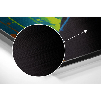 Stunning brushed aluminium dibond art print in black brushed metal frame