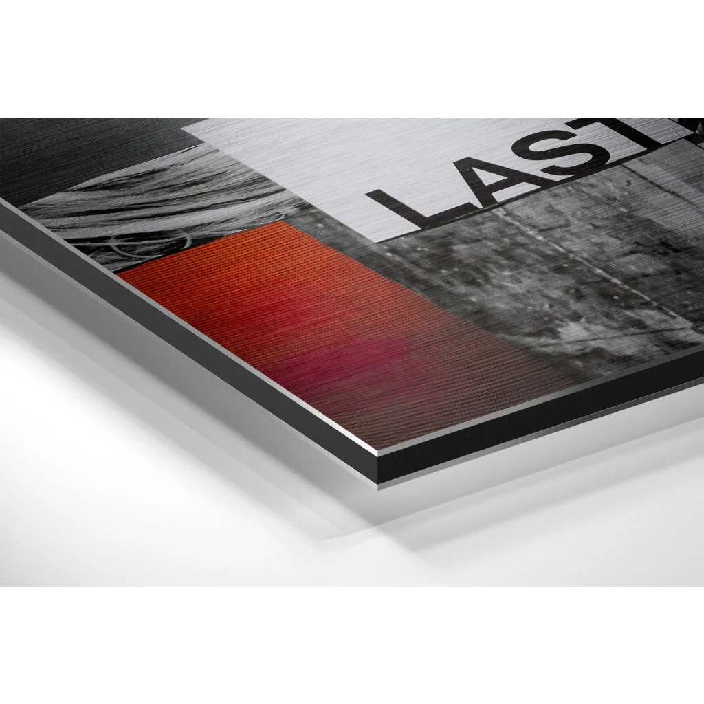 Glass Wall Art Stunning brushed aluminium dibond abstract art print in black and red textured poster framed in silver