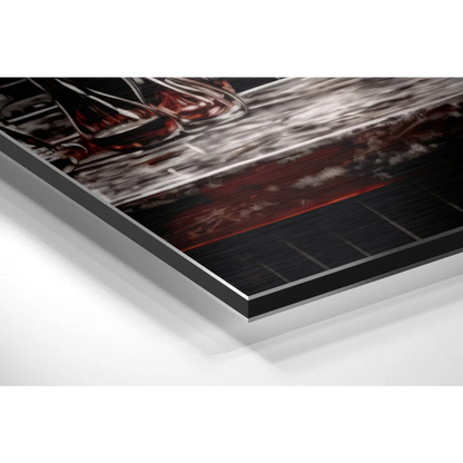 Stunning black and red abstract on brushed aluminium dibond print