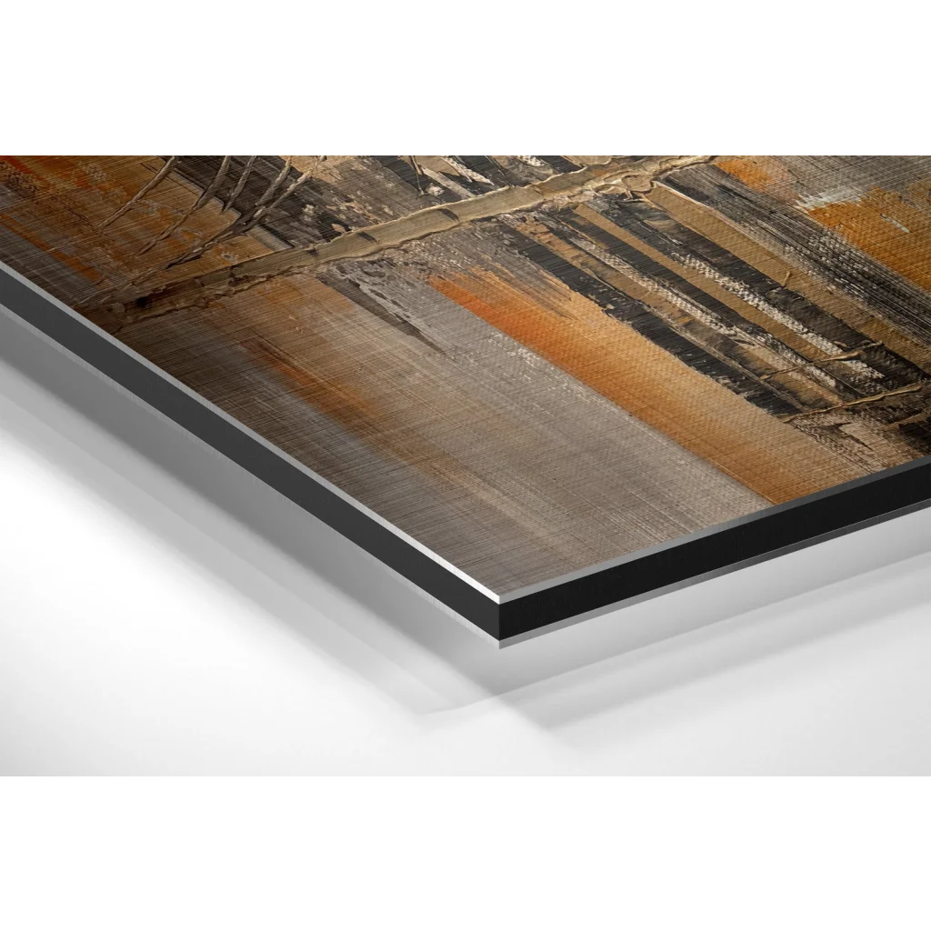 Glass Wall Art Black and silver abstract art print on brushed aluminium dibond