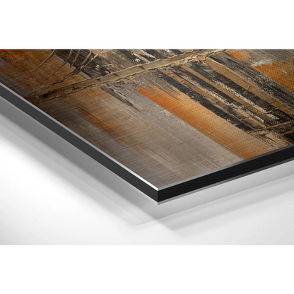 Black and silver abstract art print on brushed aluminium dibond