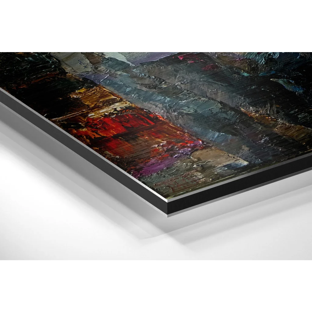 Glass Wall Art Stunning black and silver abstract art on brushed aluminium dibond