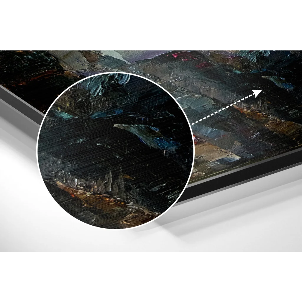 Stunning black and silver brushed aluminium dibond abstract wall art print