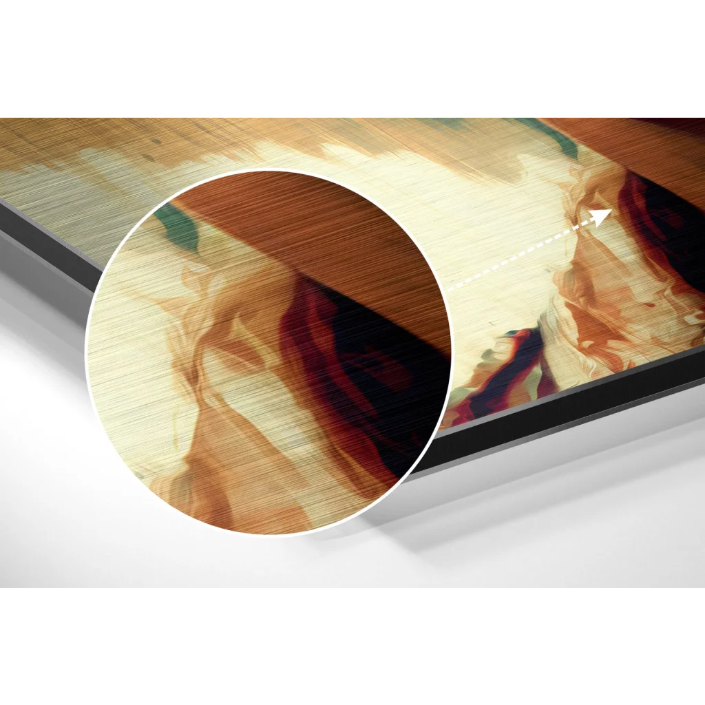 Stunning brushed aluminium dibond abstract wall art with warm earthy tones