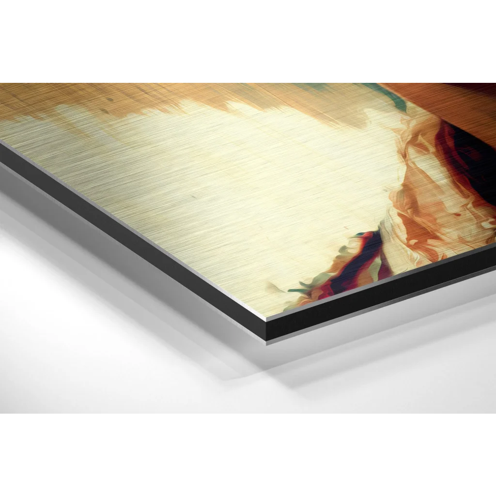 Glass Wall Art Stunning brushed aluminium dibond abstract wall art with earthy tones