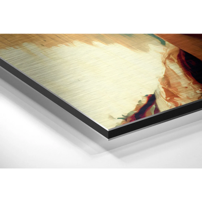 Stunning brushed aluminium dibond abstract wall art with earthy tones