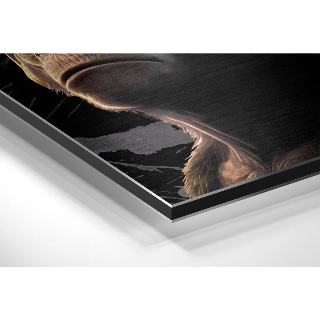 Glass Wall Art Stunning brushed aluminium dibond animal art print of textured face