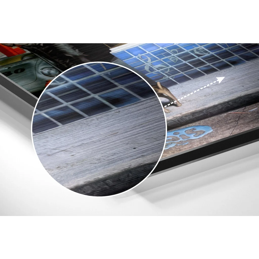 glass wall art Stunning silver solar panel with blue white design on brushed aluminium dibond print