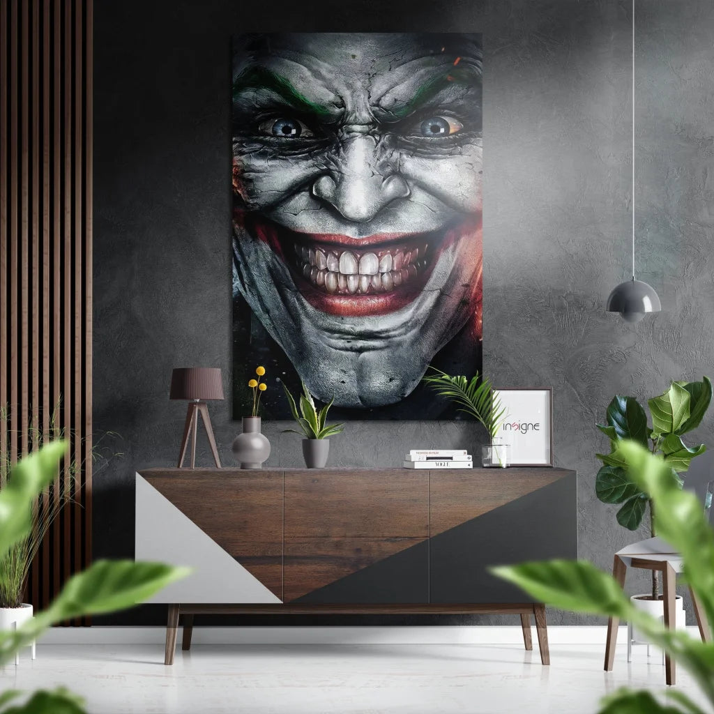 Vibrant Joker poster on brushed aluminium dibond art print