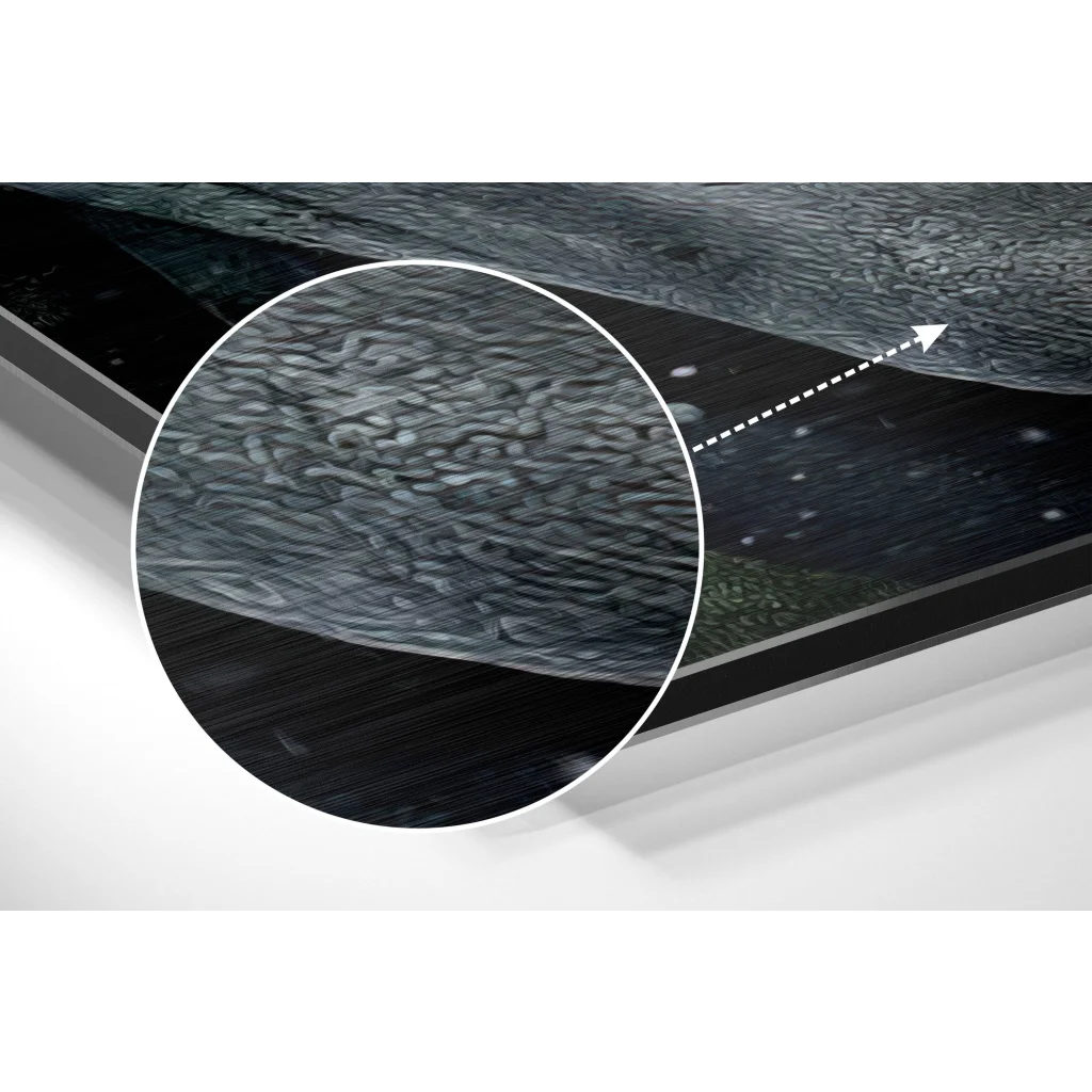 glass wall art Black textured laptop skin on brushed aluminium dibond print