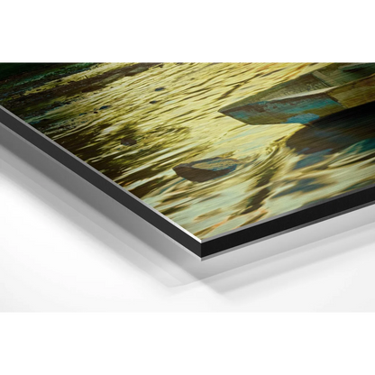 Serene water scene on brushed aluminium dibond art print