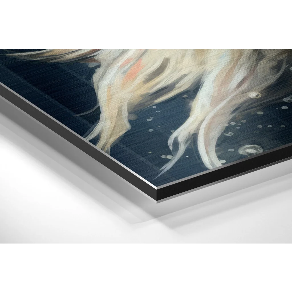 Glass Wall Art Framed flowing light hair art on brushed aluminium dibond print