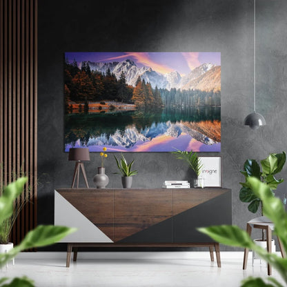Samsung QLED curved TV on brushed aluminium dibond art