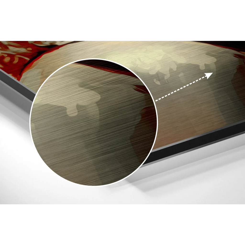 glass wall art Stunning brushed aluminium dibond with red beige floral art