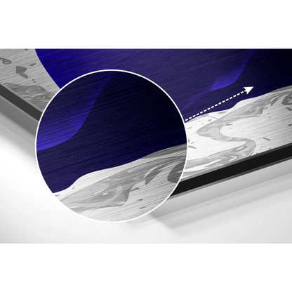 Sleek brushed aluminium dibond cosmic art print in purple and silver tones