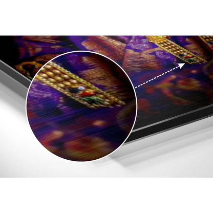 Stunning golden beaded necklace on brushed aluminium dibond deity art print