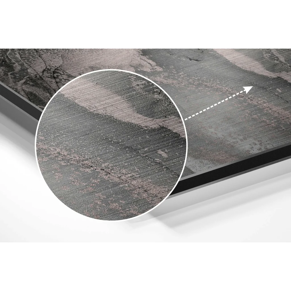 Gray marble countertop in black frame on brushed aluminium dibond print