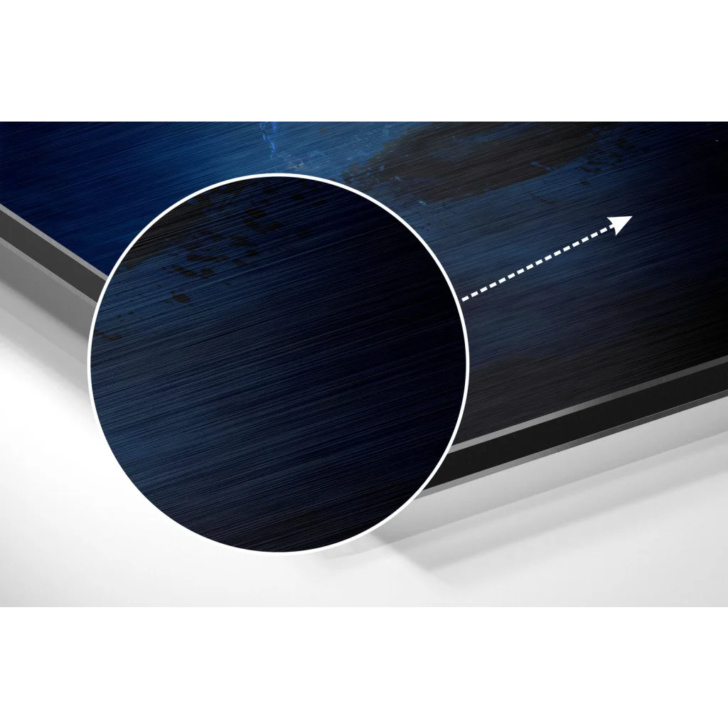 Stunning brushed aluminium dibond metal art print in dark blue