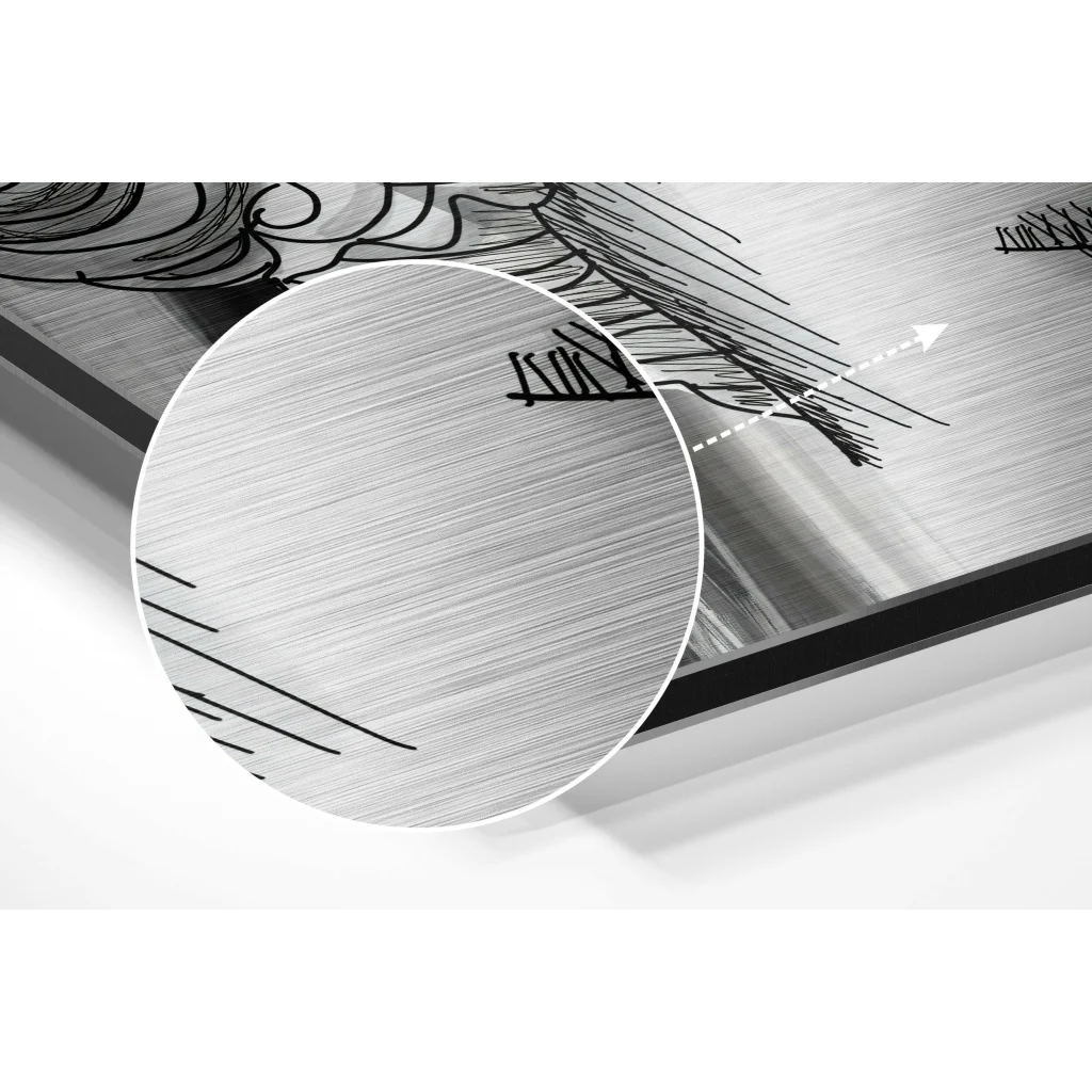 glass wall art Stunning brushed aluminium dibond metal wall art with silver frame and black lines