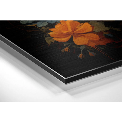 Vibrant orange poppy on brushed aluminium Dibond wall art