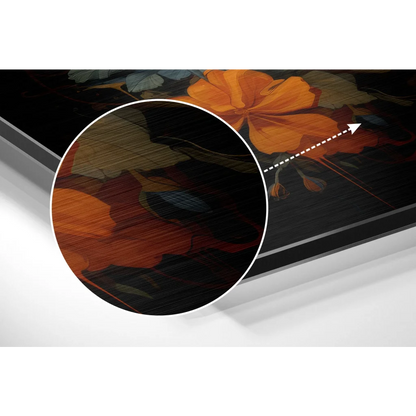 Vibrant orange poppy on brushed aluminium dibond wall art