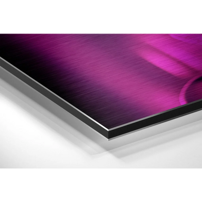Stunning purple metallic brushed aluminium dibond wall art in black frame