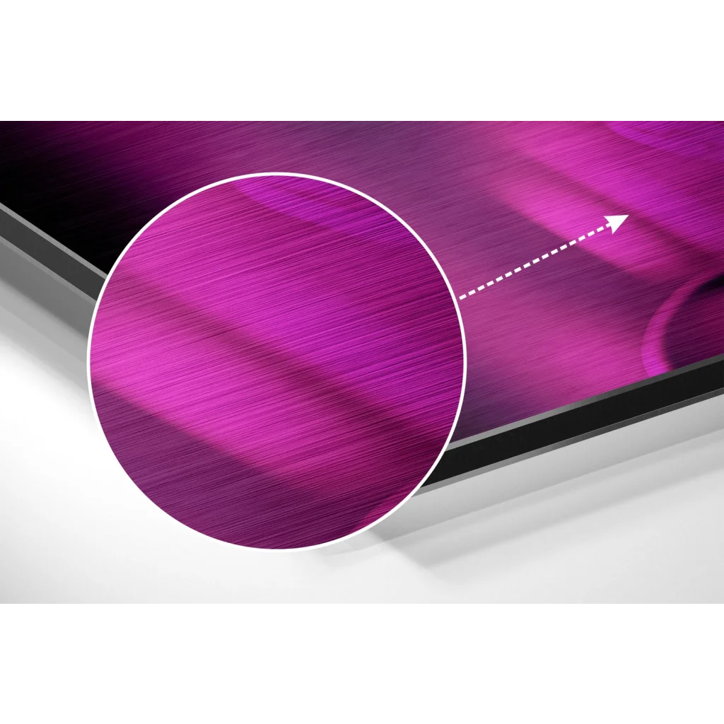 Vibrant purple brushed aluminium dibond metal wall art