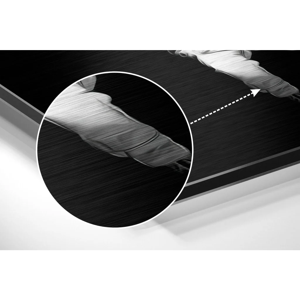 Black brushed aluminium dibond art print of arm in motion