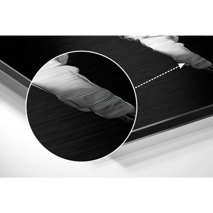 Black brushed aluminium dibond art print of arm in motion
