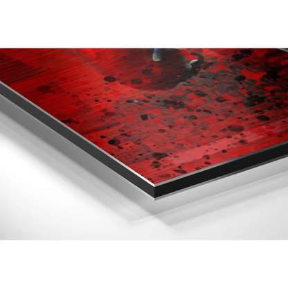 Red black granite countertop on brushed aluminium dibond art