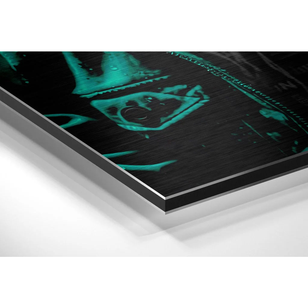 Glass Wall Art Stunning green black camera art on brushed aluminium dibond print