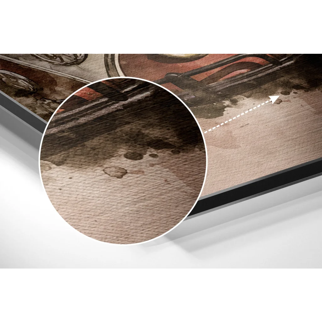 Vintage motorcycle canvas print on brushed aluminium dibond wall art