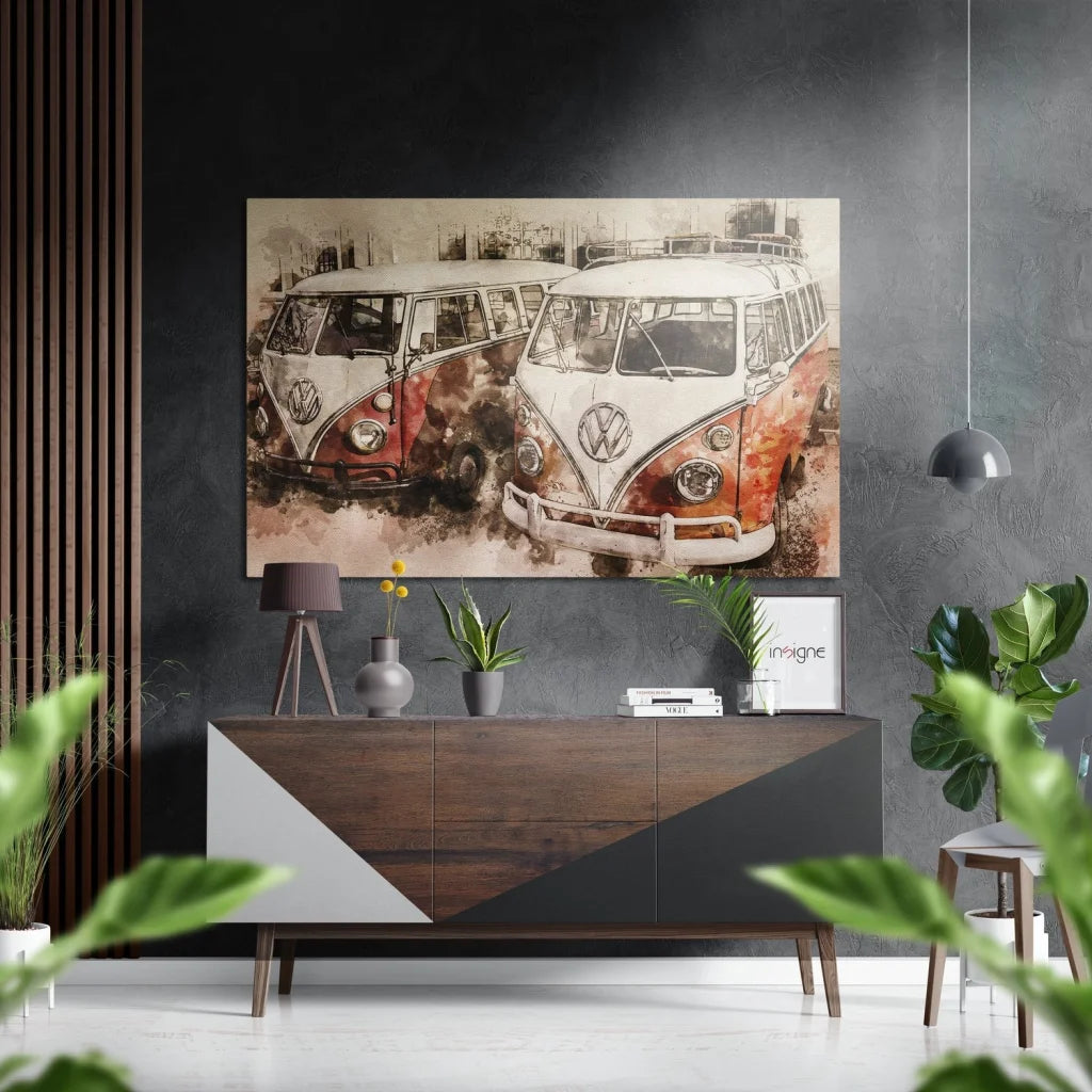 2019 Volkswagen T6 camper van on brushed aluminium dibond wall art