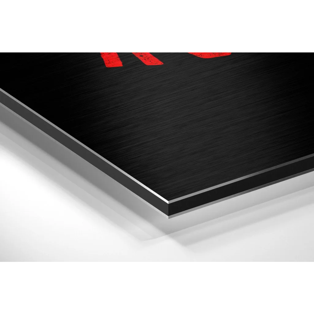 Glass Wall Art Black and red minimalist brushed aluminium dibond poster with metallic edge