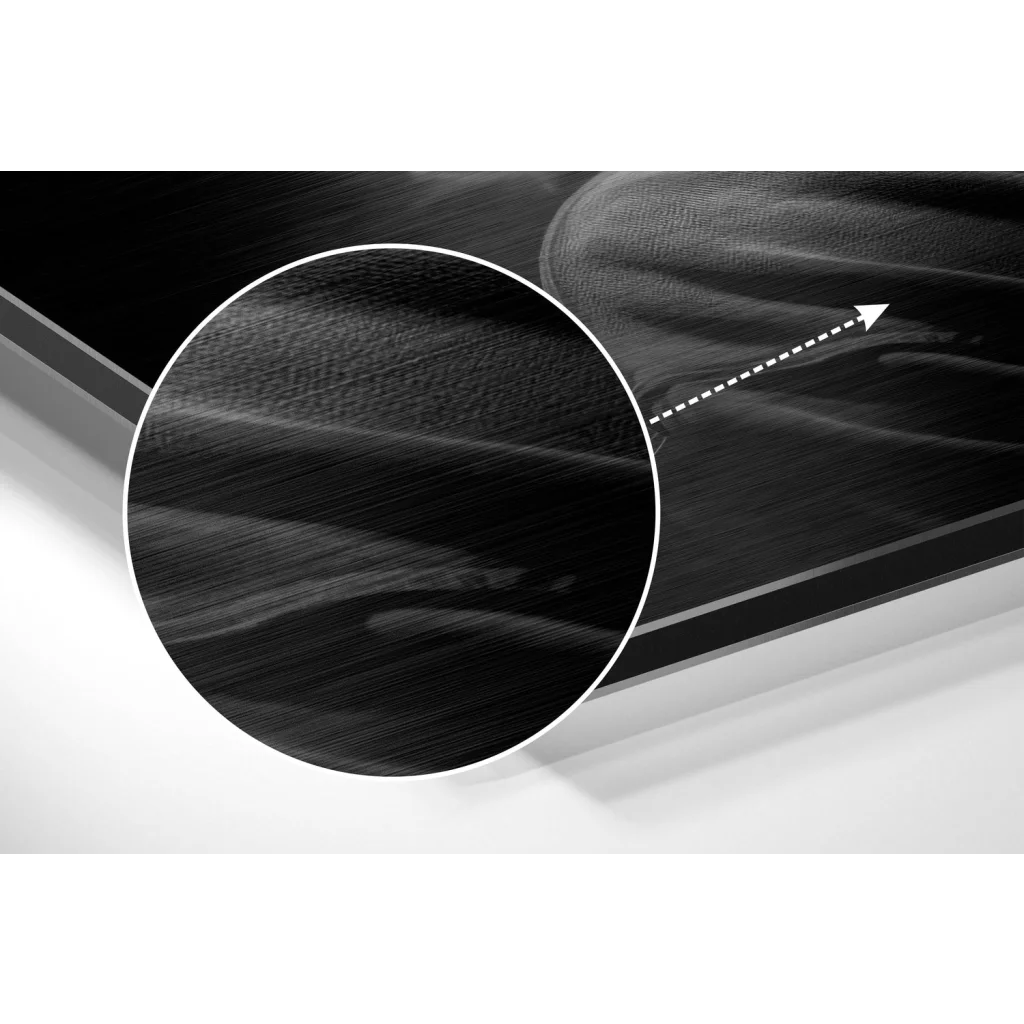 glass wall art Black leather wallet with textured surface on brushed aluminium dibond art