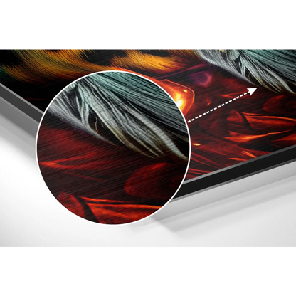 Stunning red and black feathered brushed aluminium dibond wall art
