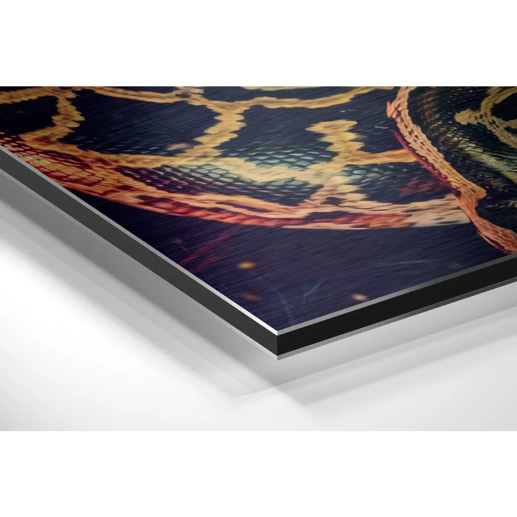 Ornate golden crown on brushed aluminium dibond wall art