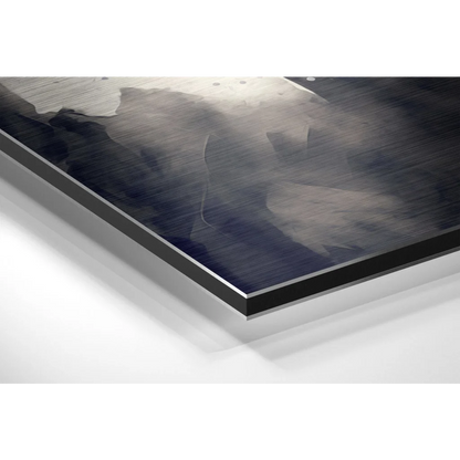 Dark blue gray abstract on brushed aluminium dibond wall art