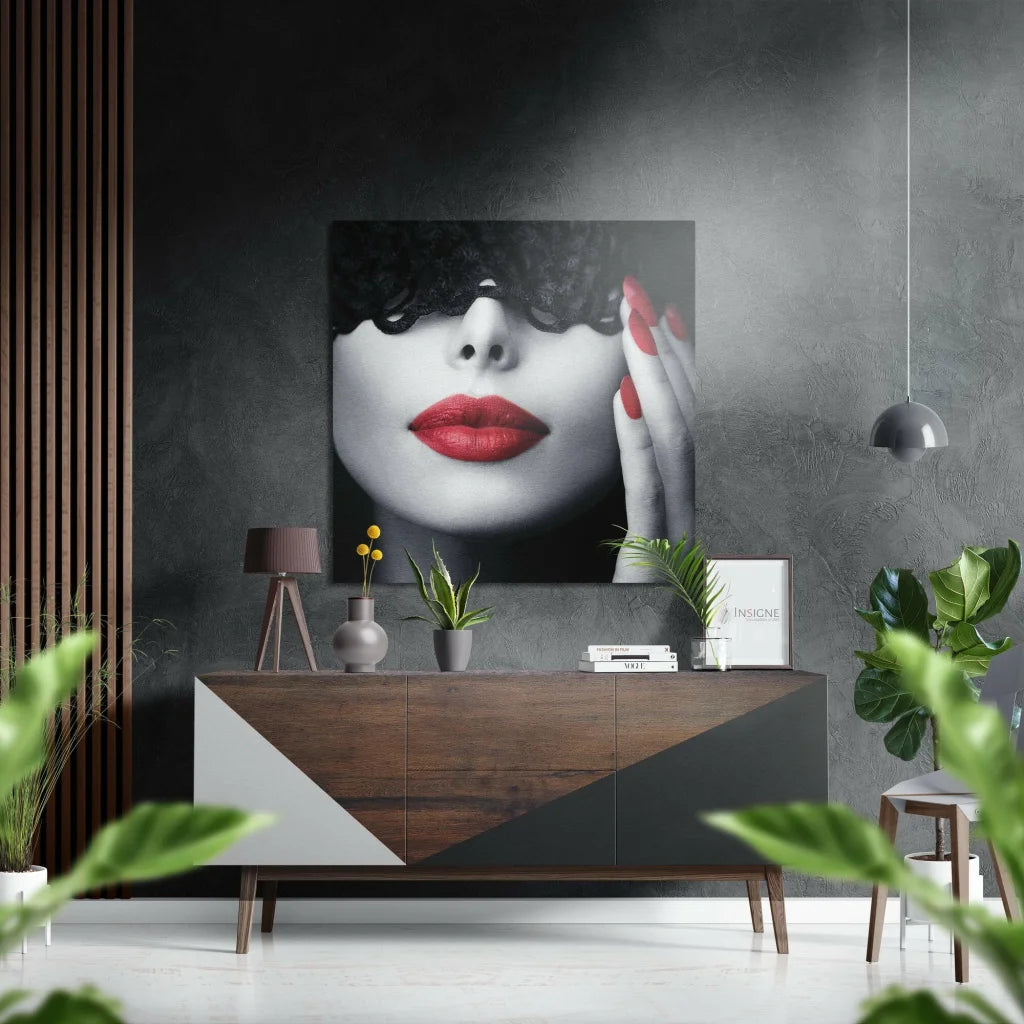 Modern brushed aluminium dibond console table art