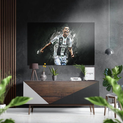 Black and white jersey wall art on brushed aluminium dibond panel