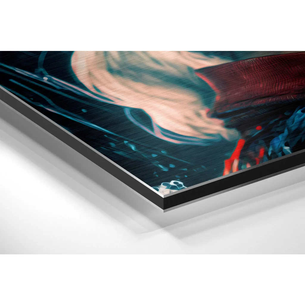 Glass Wall Art Black and white abstract painting on glossy brushed aluminium dibond wall art